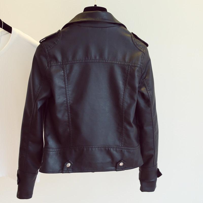 New Design Spring Autumn PU Leather Jacket - Faux Soft Leather Coat - Zipper Motorcycle Jackets (TB8B)(F23)