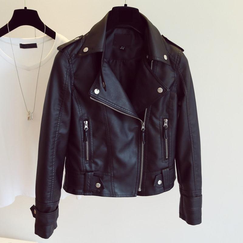 New Design Spring Autumn PU Leather Jacket - Faux Soft Leather Coat - Zipper Motorcycle Jackets (TB8B)(F23)