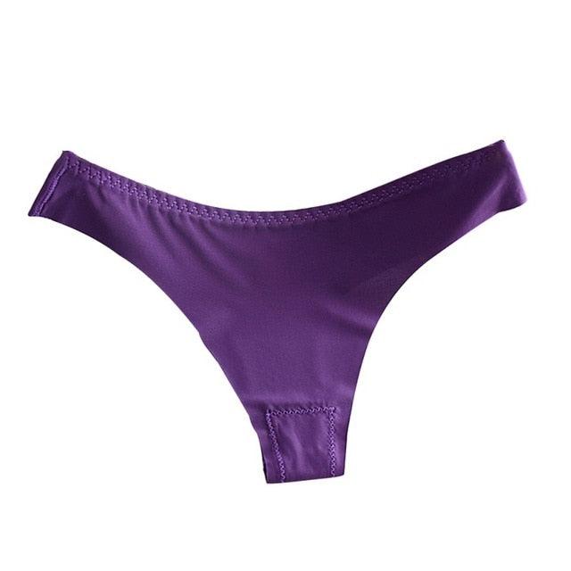 Female Cotton File Panties - No Trace One Piece Ultra Thin Underwear - Temptation Sexy Solid Color (1U28)