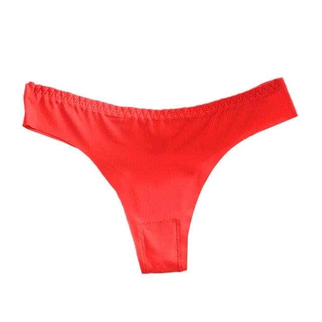 Female Cotton File Panties - No Trace One Piece Ultra Thin Underwear - Temptation Sexy Solid Color (1U28)