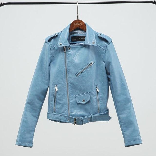 Amazing Fashion Spring Autumn Women Faux Soft Leather Jacket - Long Sleeve Coat - Zipper Design Motorcycle Jacket (1U23)(1U20)(1U35)