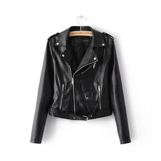 Amazing Fashion Spring Autumn Women Faux Soft Leather Jacket - Long Sleeve Coat - Zipper Design Motorcycle Jacket (1U23)(1U20)(1U35)