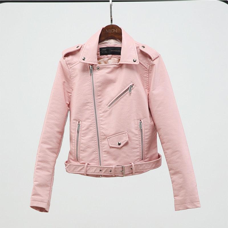 Amazing Fashion Spring Autumn Women Faux Soft Leather Jacket - Long Sleeve Coat - Zipper Design Motorcycle Jacket (1U23)(1U20)(1U35)