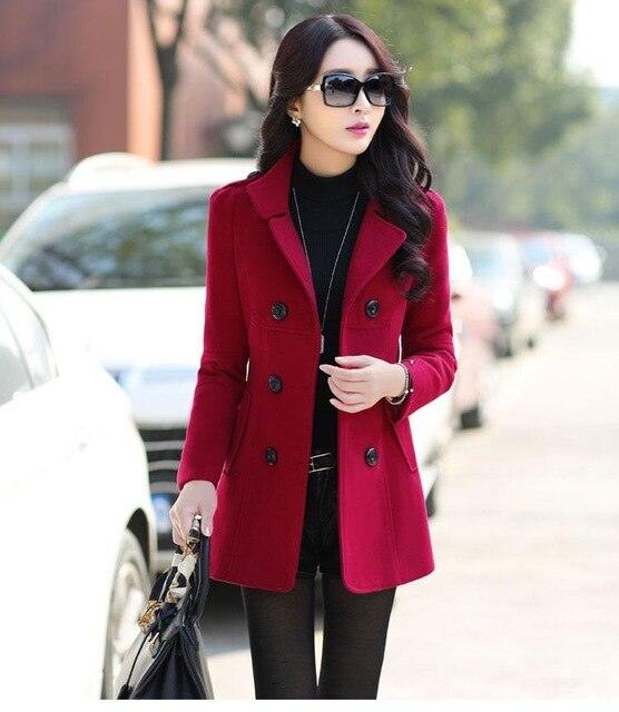 Fashion Autumn Winter Woolen Coat - Women Slim Long Wool Blend Warm Female Overcoat (D23)(TB8B)