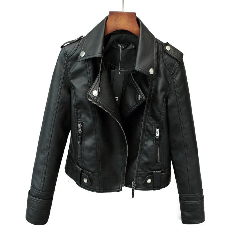 New Spring Autumn Women Short Faux PU Jacket - Slim Fashion Outwear - Leather Jacket Casual Coat (TB8B)