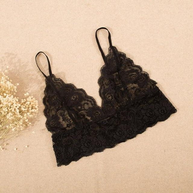 Floral Corset Solid Women Underwear - Sexy Lingerie Crop - Top Lace See Through Bralettes - Tank Crop (1U6)