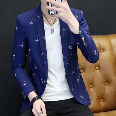 Trending Floral Print Blazer Jacket - Streetwear Men's Clothing Casual Suit (T2M)(CC5)