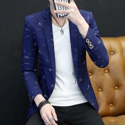 Trending Floral Print Blazer Jacket - Streetwear Men's Clothing Casual Suit (T2M)(CC5)
