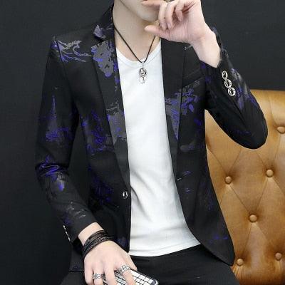 Trending Floral Print Blazer Jacket - Streetwear Men's Clothing Casual Suit (T2M)(CC5)
