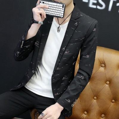 Trending Floral Print Blazer Jacket - Streetwear Men's Clothing Casual Suit (T2M)(CC5)