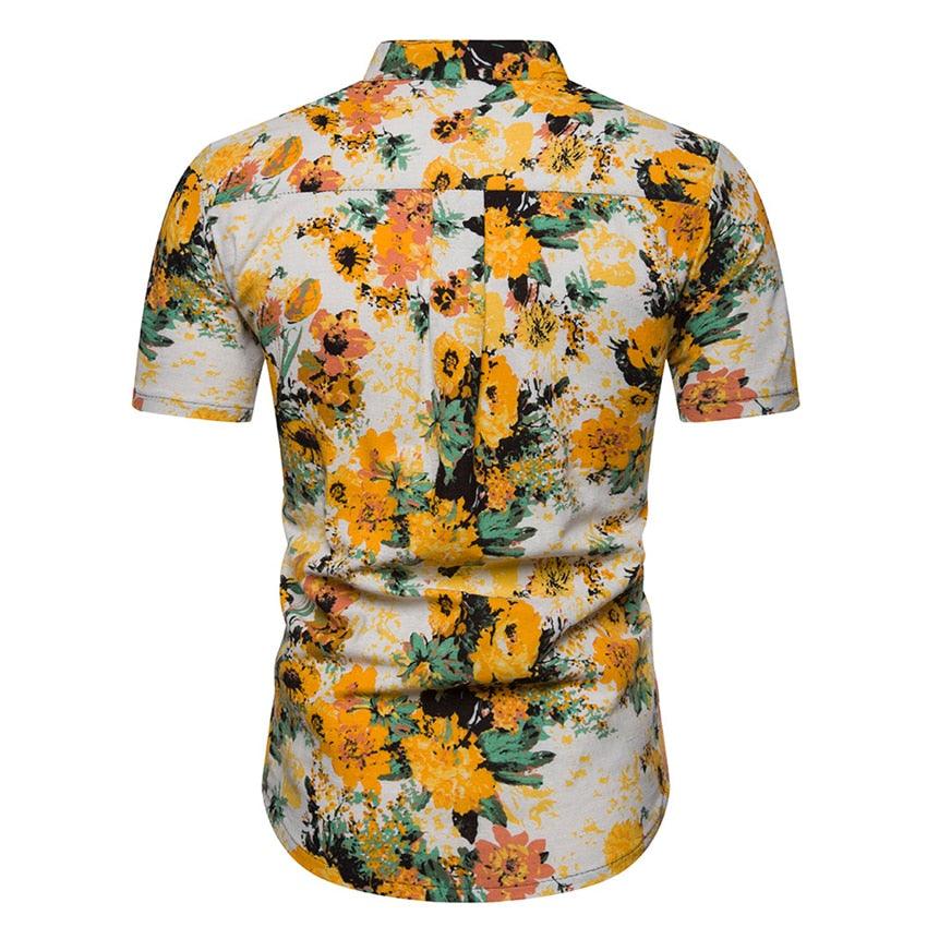 Cool Trending Flowers Shirt - Men Short Sleeve Top Summer Fashion Print Shirts (2U8)