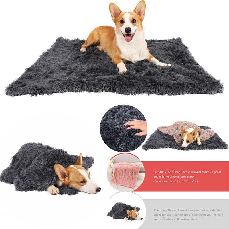 Fluffy Plush Dog Blanket - Pet Sleeping Mat - Cushion Mattress Extra Soft Warm Pet Throw Blankets (10W3)(6W3)(F74)