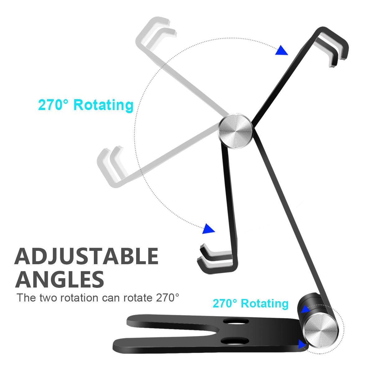 Foldable Phone Holder - Rotatable Aluminum Alloy Desk Mount Tablet Holder With Silicone Pads For 3.5~10 Inch Cellphones Tablets (RS)(1U50)(TLC2)(1U47)