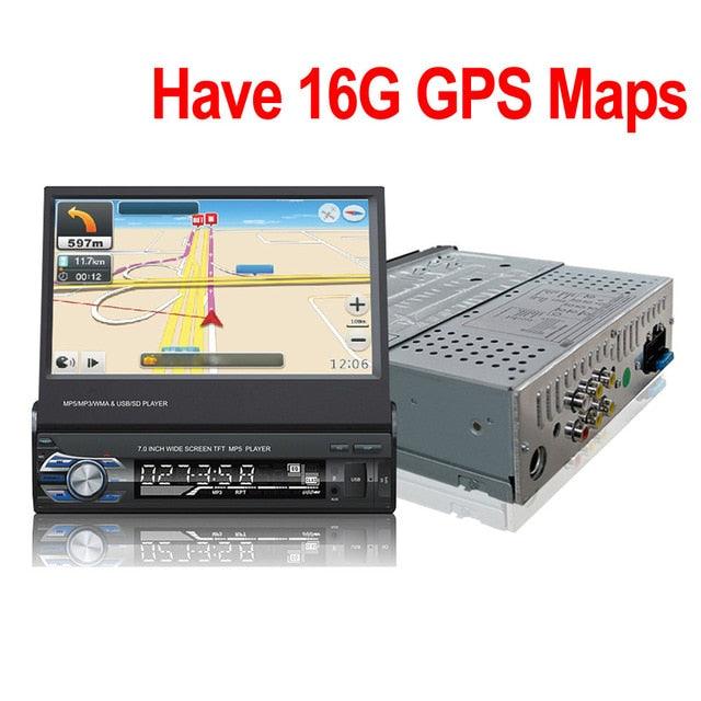 Car Radio Stereo GPS Universal 7"slip down Touch Screen 1DIN Remote Control FM Bluetooth MP3 MP5 Audio VideoPlayer (D60)(CT2)(CT5)