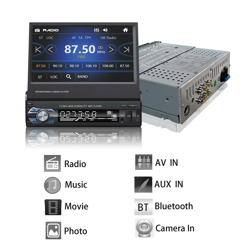 Car Radio Stereo GPS Universal 7"slip down Touch Screen 1DIN Remote Control FM Bluetooth MP3 MP5 Audio VideoPlayer (D60)(CT2)(CT5)