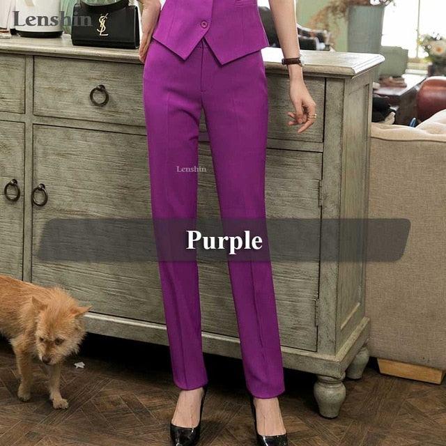 Amazing Full Length Women Professional Business Formal Pants - Slim Female Work Wear - Plus Size (BP)(F25)