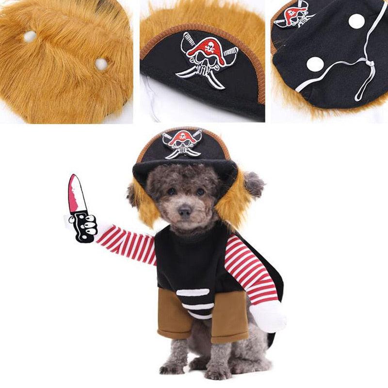 Funny Dog Clothes - Pirate Cosplay Costume Halloween Christmas Comical Clothing With Caps (D69)(W7)(W4)