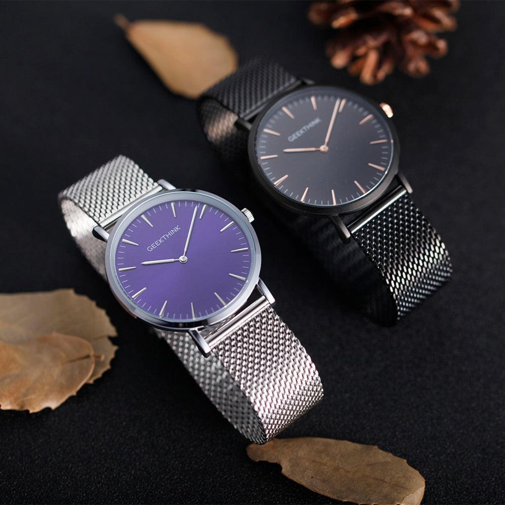 Top Luxury Brand Quartz watch - Men Black Casual Stainless Steel Mesh Strap Clock (1U84)