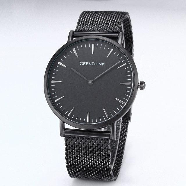Top Luxury Brand Quartz watch - Men Black Casual Stainless Steel Mesh Strap Clock (1U84)