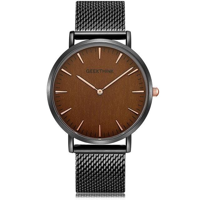 Top Luxury Brand Quartz watch - Men Black Casual Stainless Steel Mesh Strap Clock (1U84)