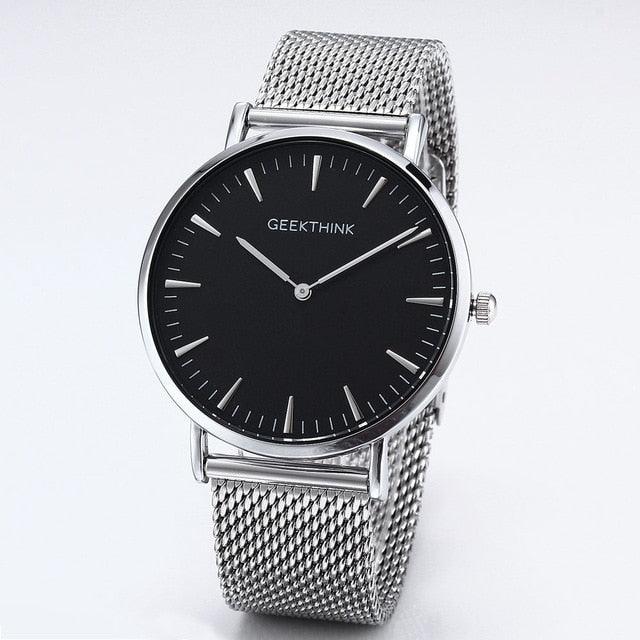 Top Luxury Brand Quartz watch - Men Black Casual Stainless Steel Mesh Strap Clock (1U84)