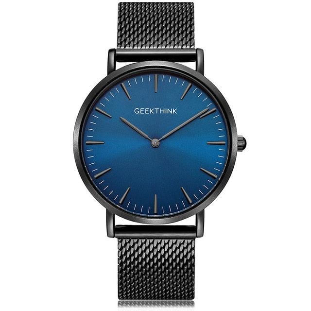 Top Luxury Brand Quartz watch - Men Black Casual Stainless Steel Mesh Strap Clock (1U84)