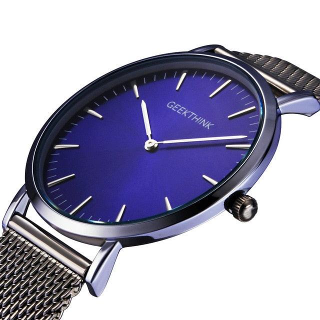 Top Luxury Brand Quartz watch - Men Black Casual Stainless Steel Mesh Strap Clock (1U84)