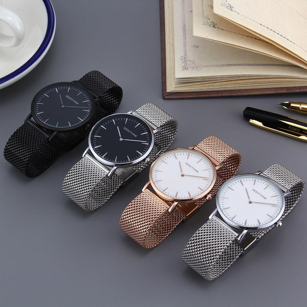 Top Luxury Brand Quartz watch - Men Black Casual Stainless Steel Mesh Strap Clock (1U84)