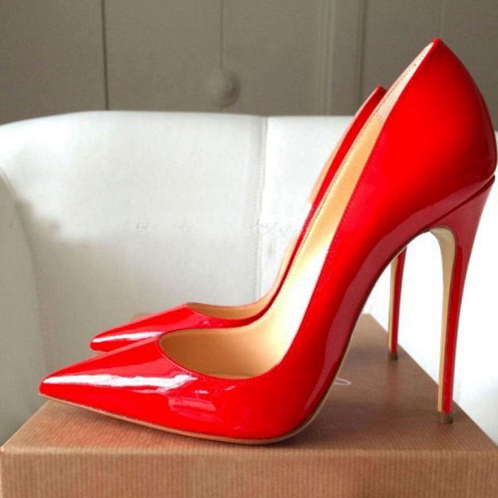 Gorgeous Women Pumps - Red Lacquer Patent Leather High Heels Shoes (SH1)(CD)(WO2)(F37)(F36)(F42)