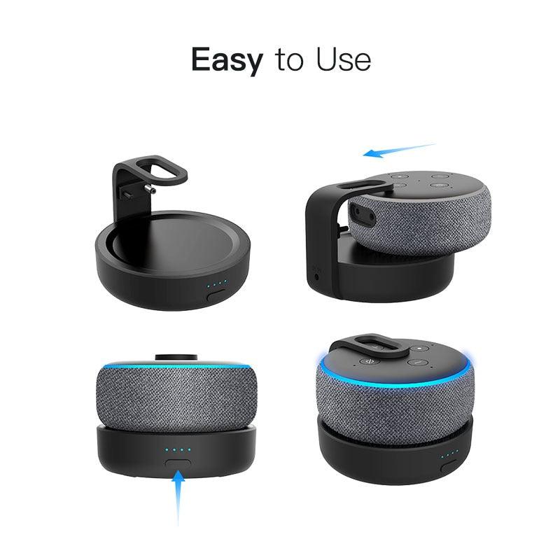 GGMM D3 Battery Base for Amazon Alexa Echo Dot 3rd Gen Alexa Speaker Holder Mount Charger For Echo Dot 3 With 8 Hours Playing (ST2)(1U56)