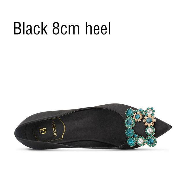 Amazing Women' Pumps Rhinestone Jewelry Button Pointed Shoes -Fashion Ladies Shoes (SH1)(CD)(WO1)