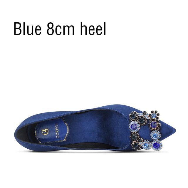 Amazing Women' Pumps Rhinestone Jewelry Button Pointed Shoes -Fashion Ladies Shoes (SH1)(CD)(WO1)