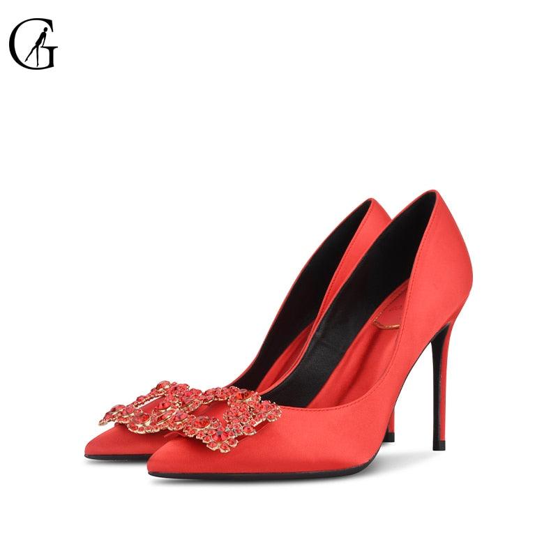Amazing Women' Pumps Rhinestone Jewelry Button Pointed Shoes -Fashion Ladies Shoes (SH1)(CD)(WO1)