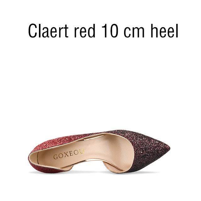 Beautiful Women's Pumps Gradient Color Glitter Pointed Toe - High Heels Wedding Party Fashion Pump (SH1)(CD)(WO1)