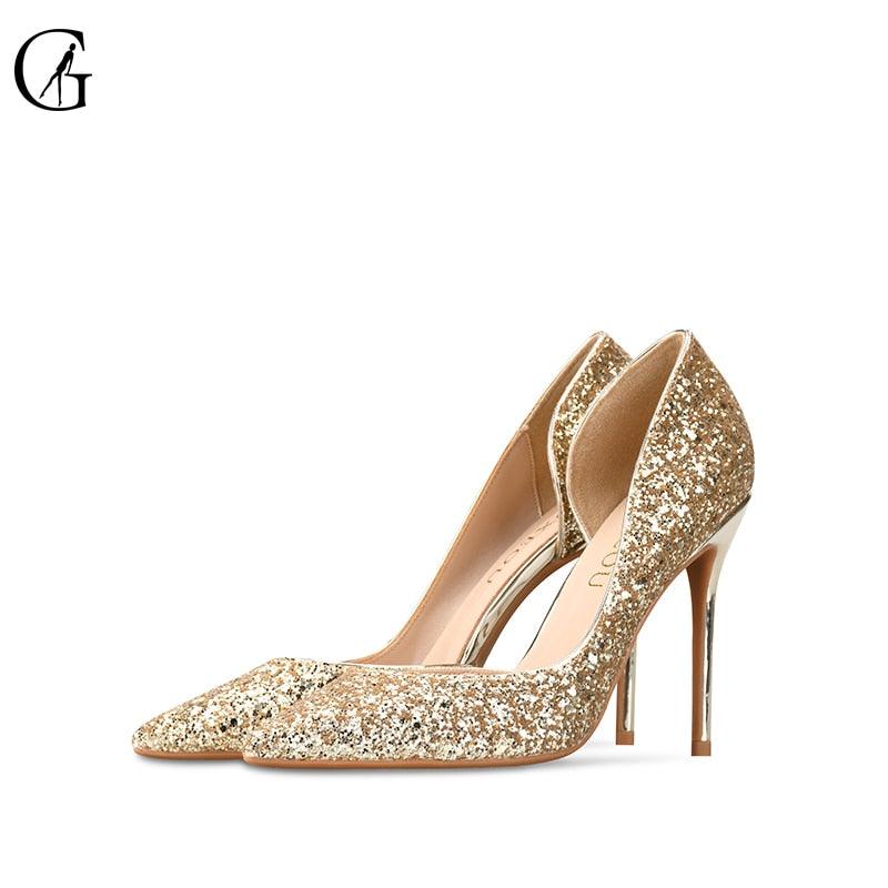Beautiful Women's Pumps Gradient Color Glitter Pointed Toe - High Heels Wedding Party Fashion Pump (SH1)(CD)(WO1)