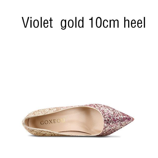 Great Women's Pumps - 8 Colors - Gradient Color Glitter Pointed Toe High Heels - Fashion Dress (SH1)(CD)(WO1)(F37)(F36)(F42)