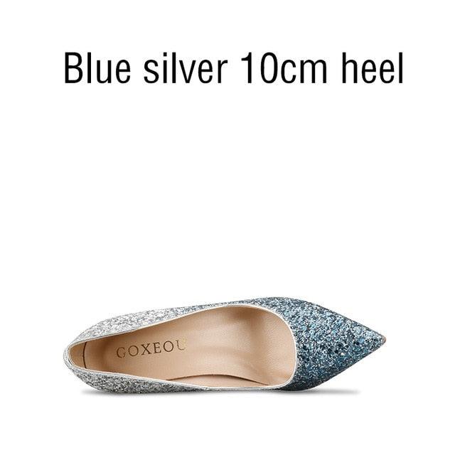 Great Women's Pumps - 8 Colors - Gradient Color Glitter Pointed Toe High Heels - Fashion Dress (SH1)(CD)(WO1)(F37)(F36)(F42)