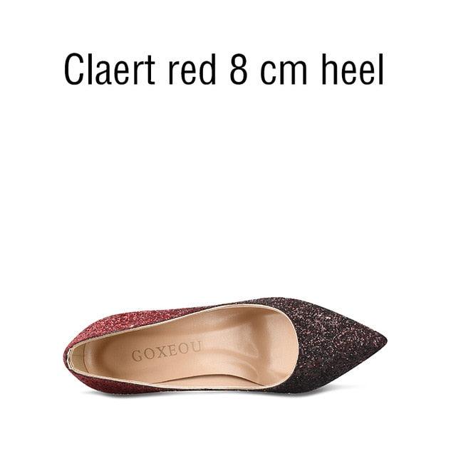 Great Women's Pumps - 8 Colors - Gradient Color Glitter Pointed Toe High Heels - Fashion Dress (SH1)(CD)(WO1)(F37)(F36)(F42)