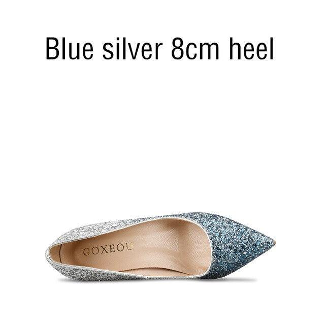 Great Women's Pumps - 8 Colors - Gradient Color Glitter Pointed Toe High Heels - Fashion Dress (SH1)(CD)(WO1)(F37)(F36)(F42)
