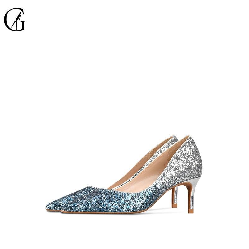 Great Women's Pumps - 8 Colors - Gradient Color Glitter Pointed Toe High Heels - Fashion Dress (SH1)(CD)(WO1)(F37)(F36)(F42)