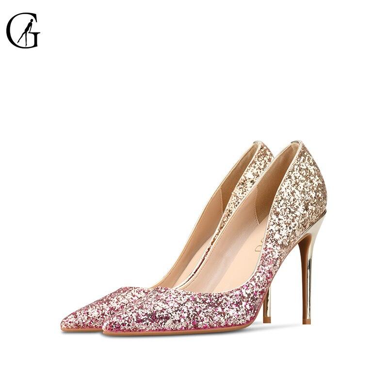 Great Women's Pumps - 8 Colors - Gradient Color Glitter Pointed Toe High Heels - Fashion Dress (SH1)(CD)(WO1)(F37)(F36)(F42)