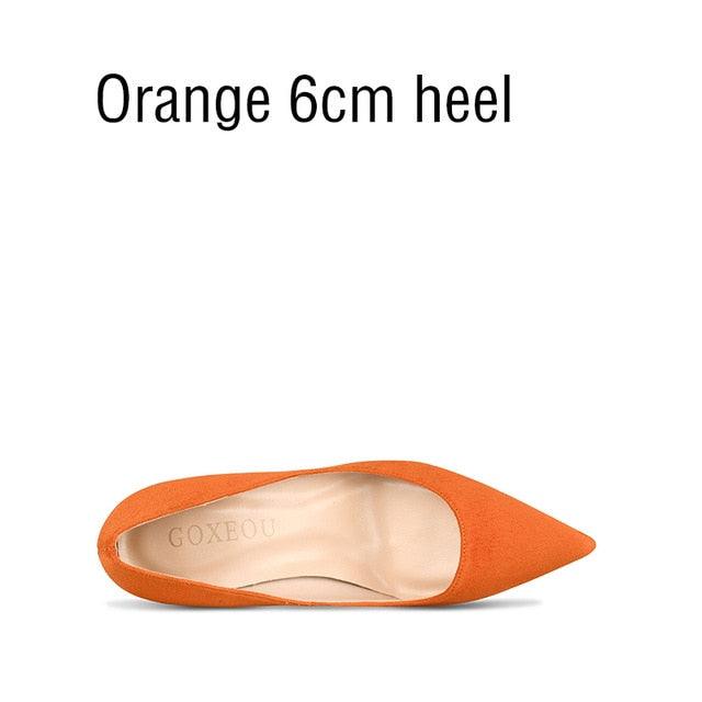 Women's Pumps Flock 4 Colors Pointed Toe - High Heels Dress Pump - Classic Fashion (SH1)(WO2)(CD)