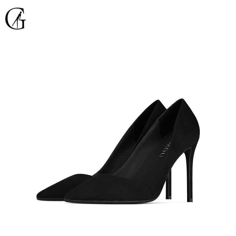 Women's Pumps Flock 4 Colors Pointed Toe - High Heels Dress Pump - Classic Fashion (SH1)(WO2)(CD)