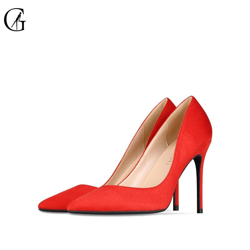 Women's Pumps Flock 4 Colors Pointed Toe - High Heels Dress Pump - Classic Fashion (SH1)(WO2)(CD)
