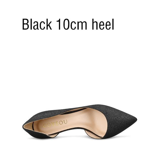 Women's Pumps Glitter 3 Colors D'Orsay Pointed Toe High Heels Wedding Shoes (SH1)(CD)(WO1)