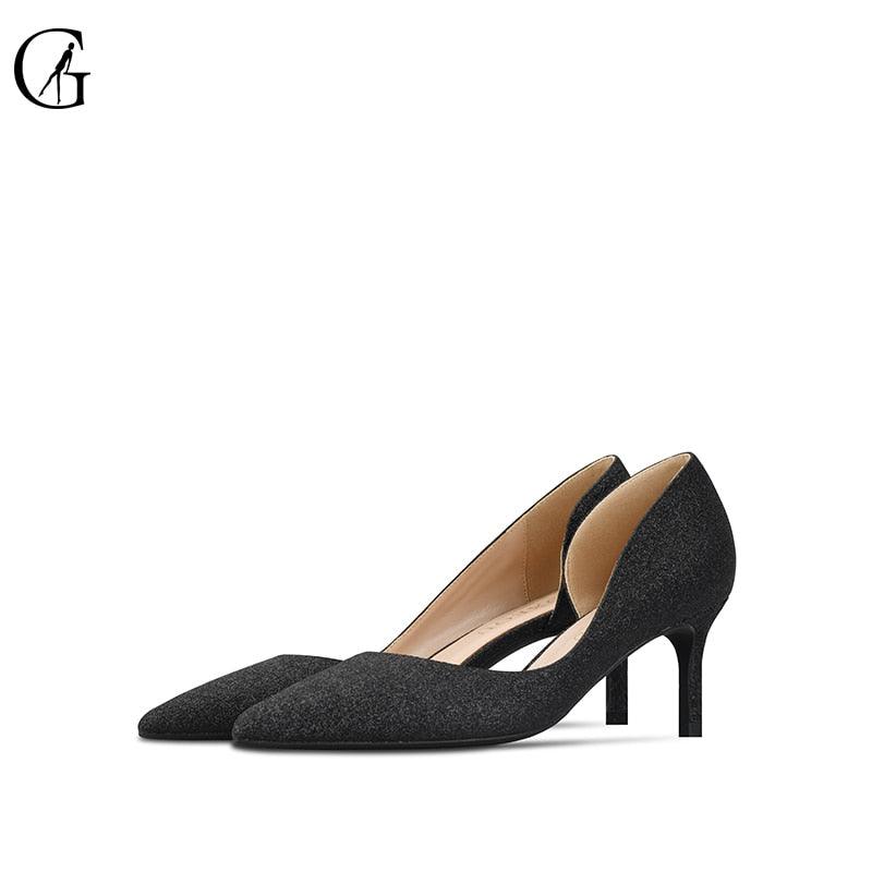 Women's Pumps Glitter 3 Colors D'Orsay Pointed Toe High Heels Wedding Shoes (SH1)(CD)(WO1)