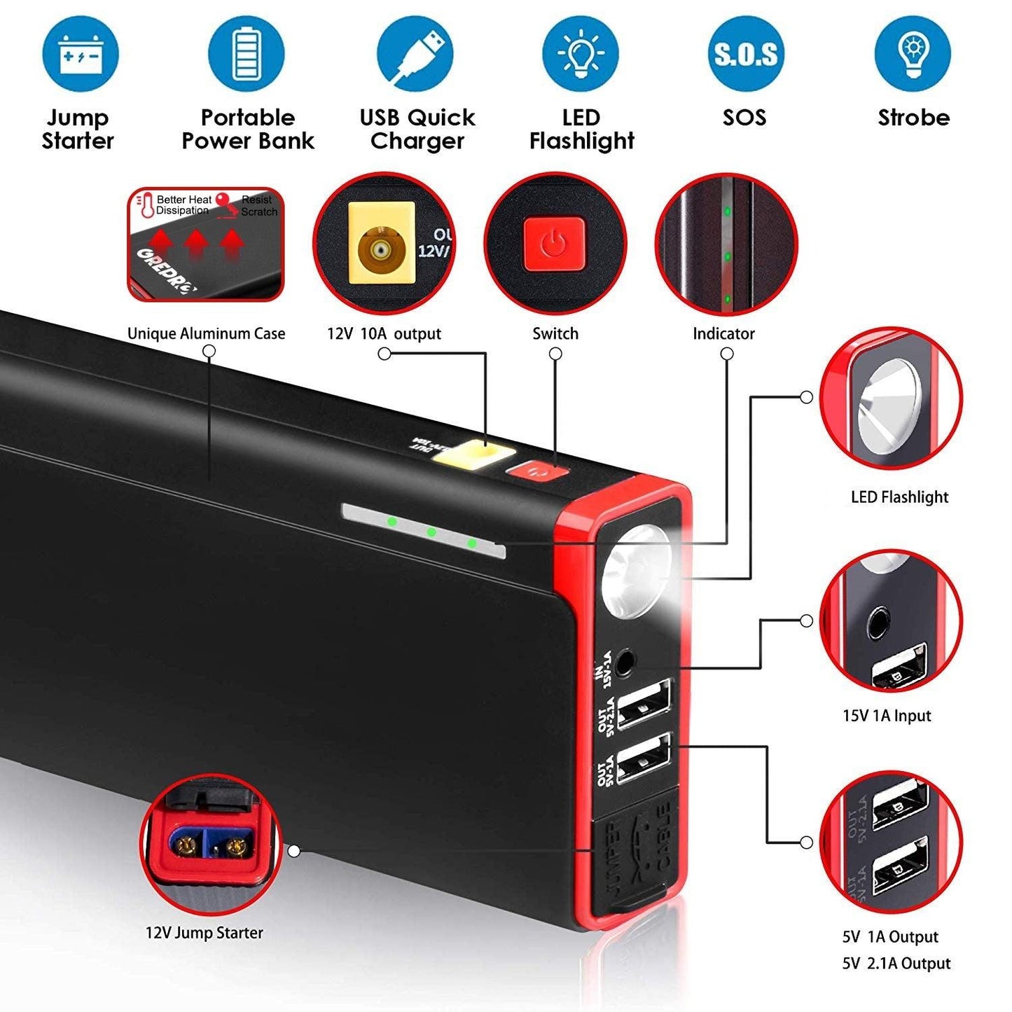 Car Jump Starter 2000A - 12V Auto Starter- Starter Power Bank (CT6)(3U60)