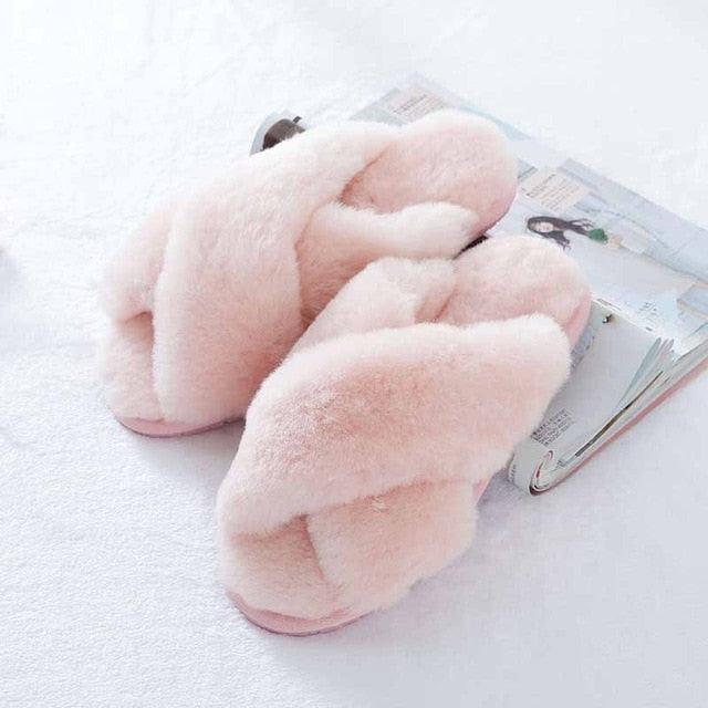Great 100% Natural Sheepskin Fur Slippers - Fashion Female Winter Slippers (SS4)(SS2)
