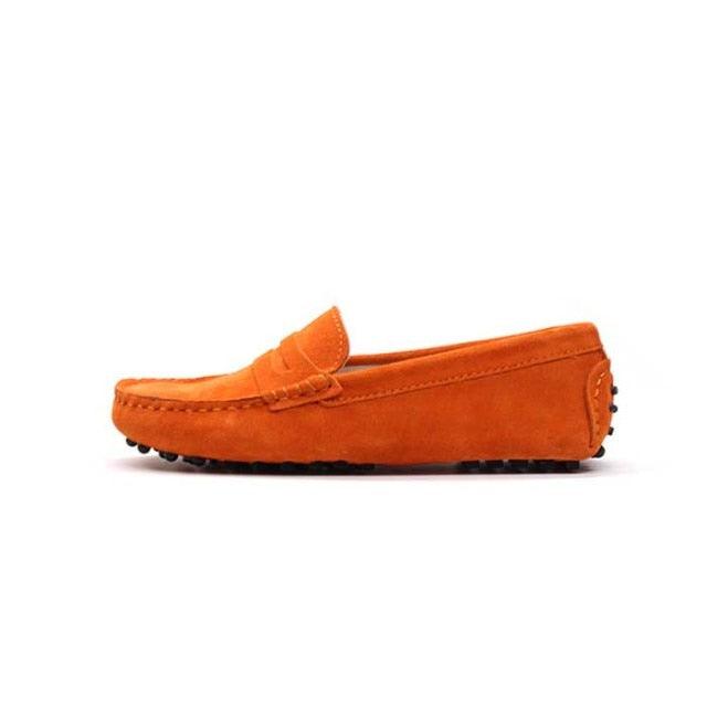Top Fashion Women's Flat Shoes - Genuine Leather - Casual Loafers Soft Slip On Moccasins Lady Driving Shoes (D40)(FS)
