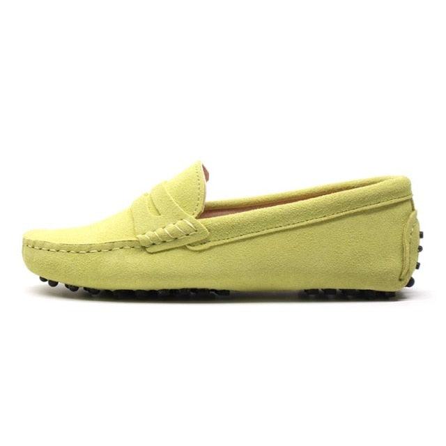 Top Fashion Women's Flat Shoes - Genuine Leather - Casual Loafers Soft Slip On Moccasins Lady Driving Shoes (D40)(FS)